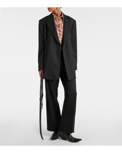 Acne Black Mid-Rise Wide-Leg Pants