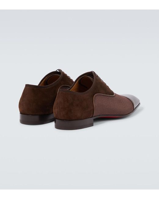 Christian Louboutin Brown Greggo Leather-Trimmed Suede Oxford Shoes for men