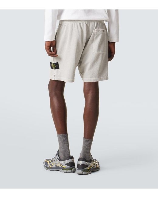 Stone Island Gray Compass Cotton Fleece Shorts for men