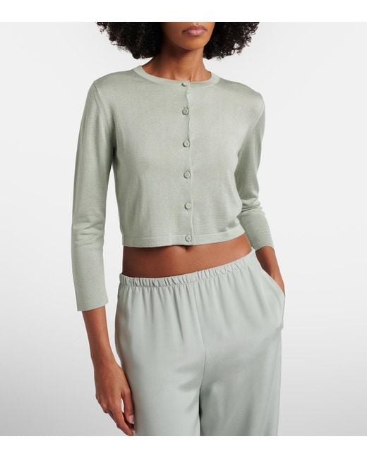 Max Mara Green Faretra Silk And Cashmere Cardigan
