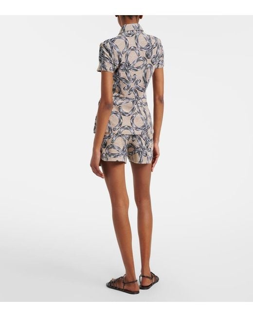 Loewe Gray Paula's Ibiza Anagram Cotton-Blend Shorts
