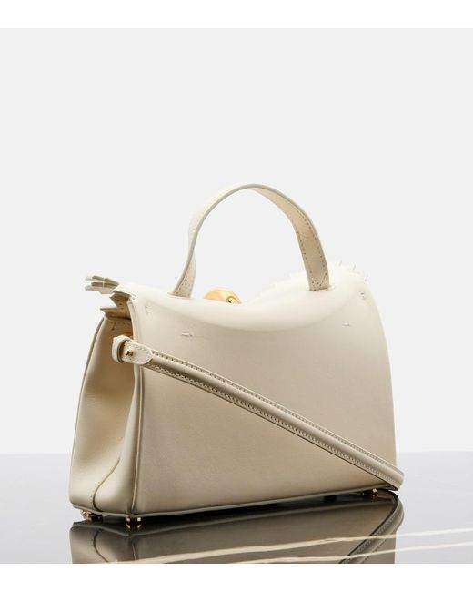 Jacquemus White Valerie Small Leather Top-Handle Bag