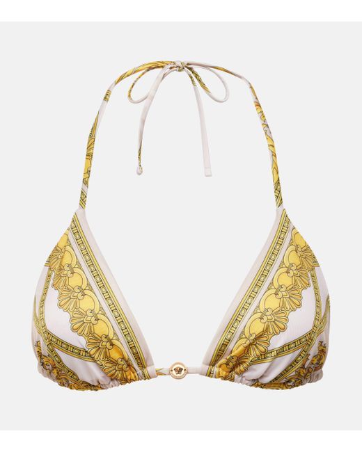 Versace Metallic Printed Bikini Top