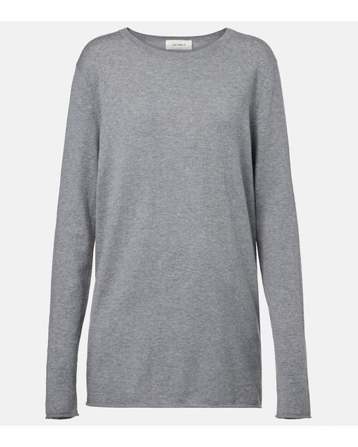 Lisa Yang Gray Maurie Cotton And Cashmere Sweater