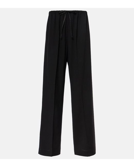 Dries Van Noten Black Wool Straight Pants
