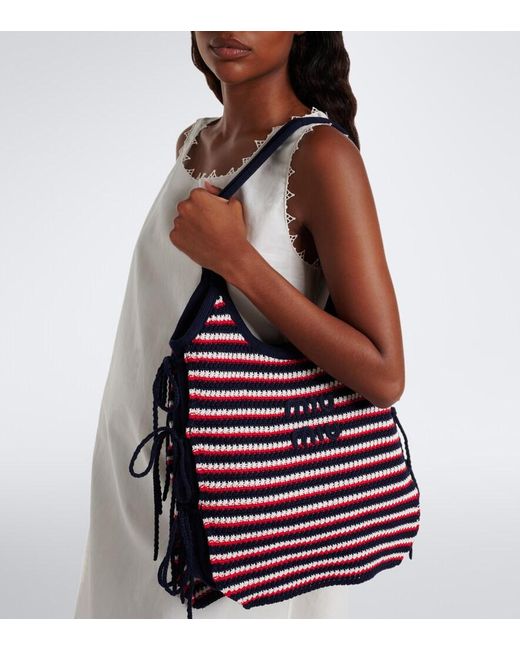 Miu Miu Purple Ivy Crochet Striped Shopper