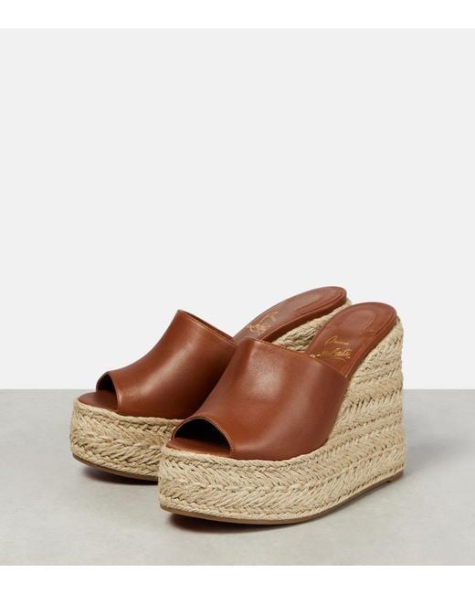 Christian Louboutin Brown Ariella Zeppa Leather Espadrille Wedges