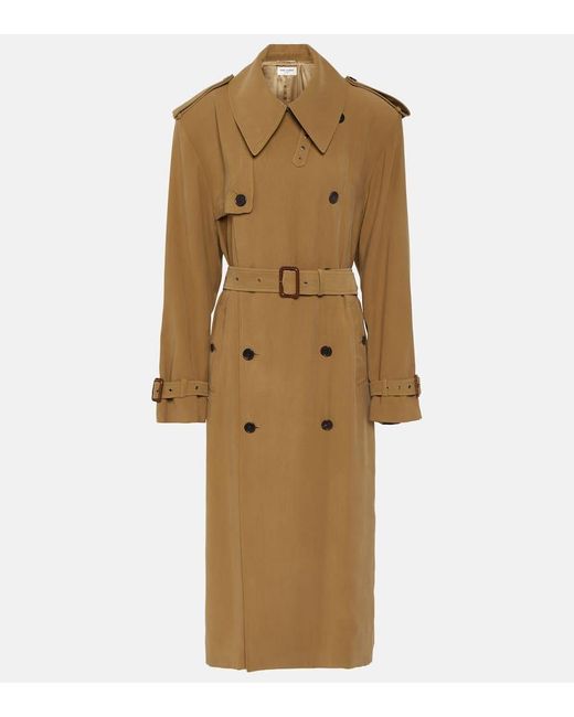 Trench in twill di Saint Laurent in Natural