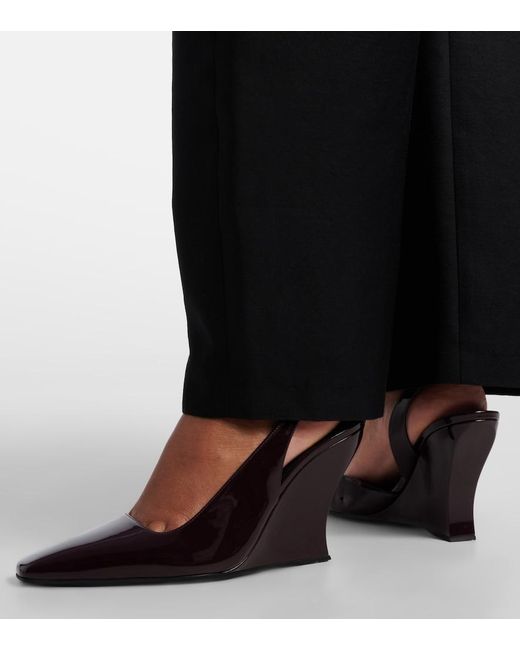 Alaïa Black Patent Leather Wedge Slingback Pumps