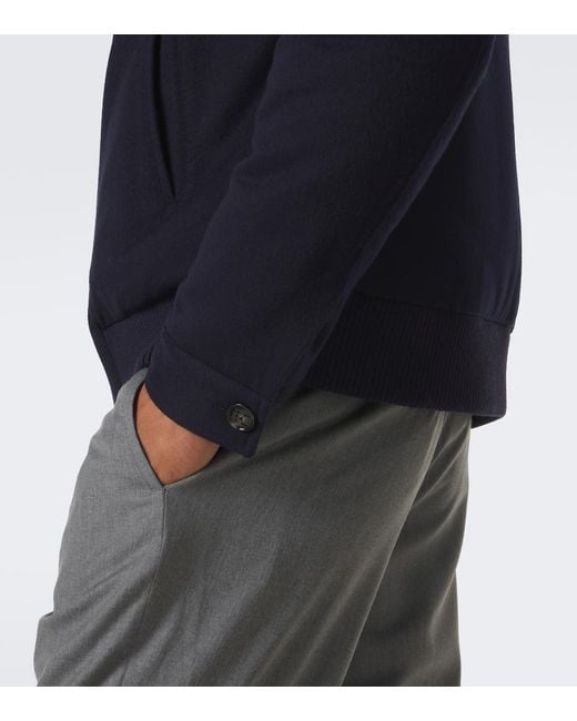 Kiton Blue Wool Bomber Jacket for men