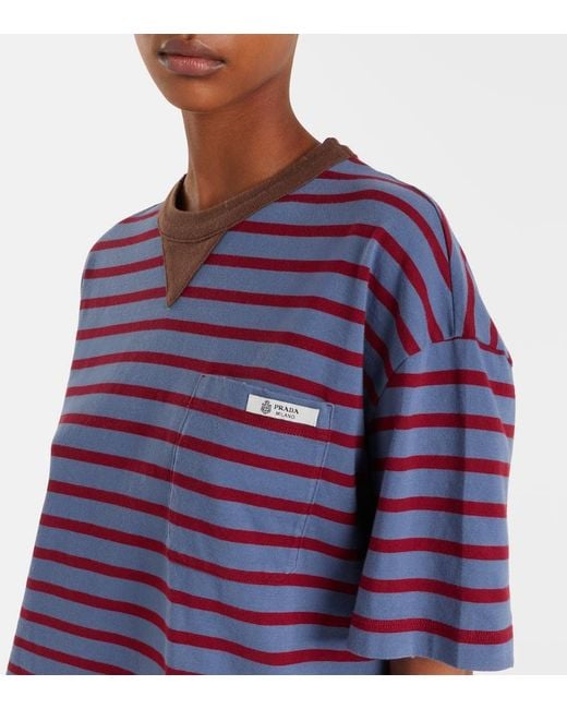 Prada Blue Striped Cotton Jersey T-Shirt