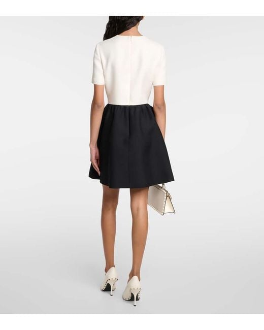 Valentino Black Crepe Couture Floral-applique Minidress