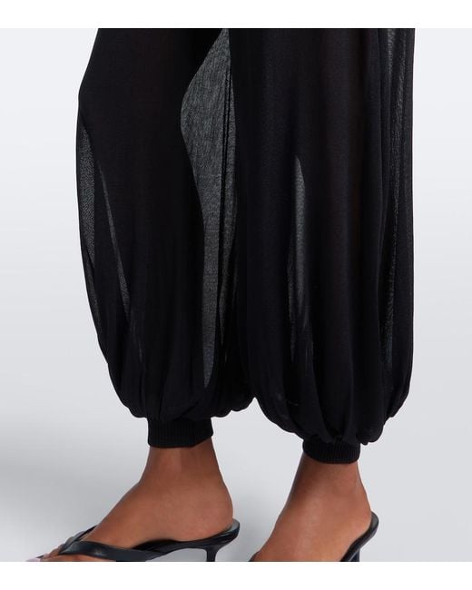 Jonathan Simkhai Black Flora Sheer Knit Balloon Pants