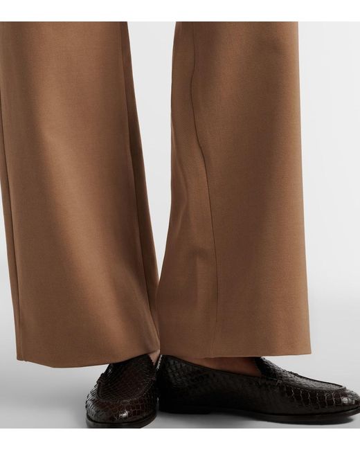 Max Mara Brown Cotton-Blend Wide-Leg Pants