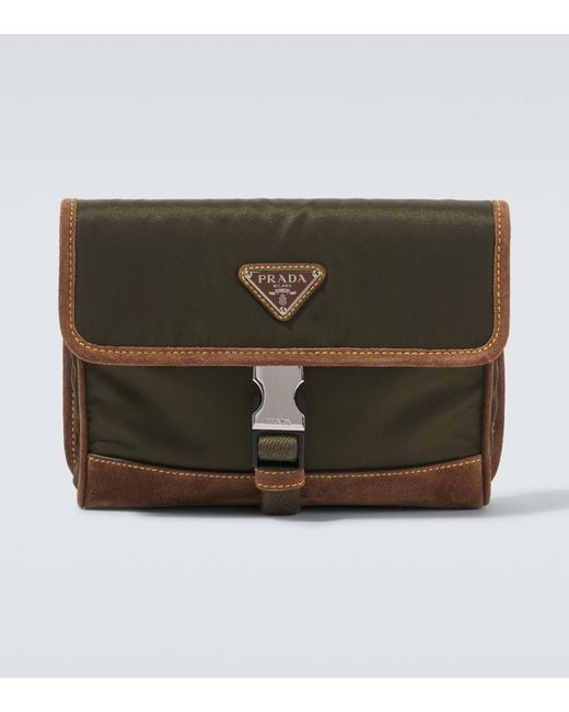 Borsa A Tracolla Con Suede di Prada in Green da Uomo