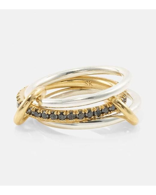 Spinelli Kilcollin Metallic Ring Tigris aus 18kt Gelbgold und Sterlingsilber mit Diamanten