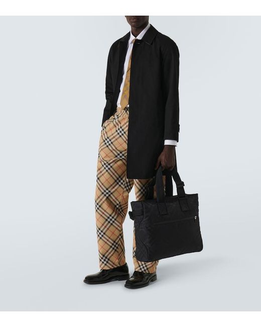 Burberry Black Check Jacquard Tote Bag for men