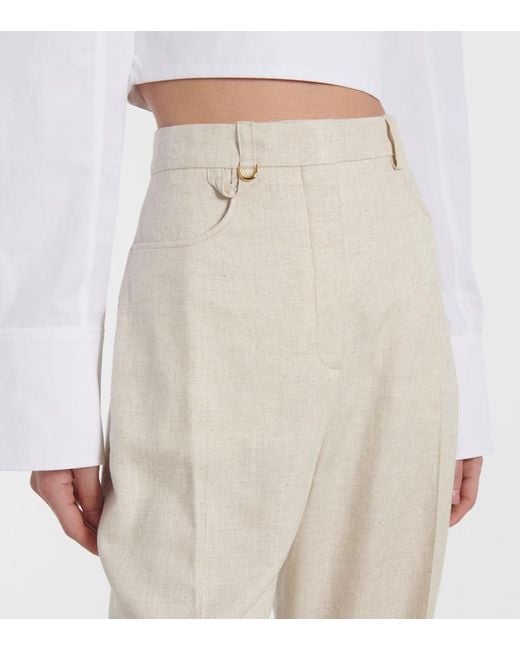 Jacquemus Natural Sauge High-Rise Straight Pants