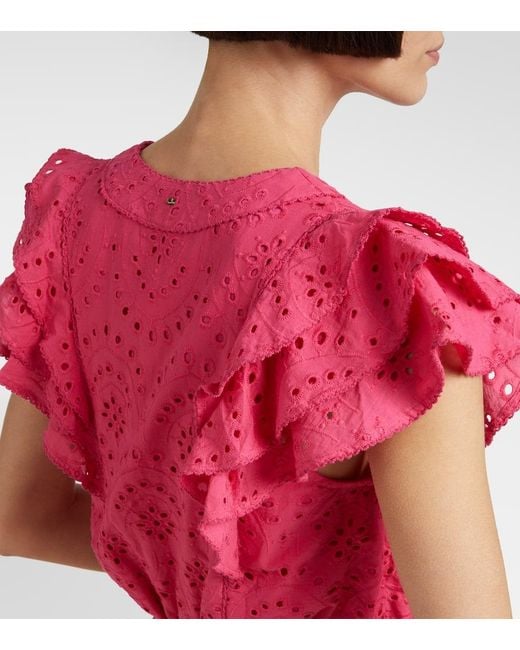 Poupette Pink Camila Shirred Cotton Minidress