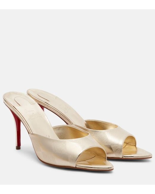 Christian Louboutin Natural Miss Z Metallic Leather Mules