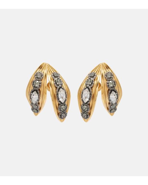 Balenciaga Metallic Bloom Crystal-Embellished Earrings