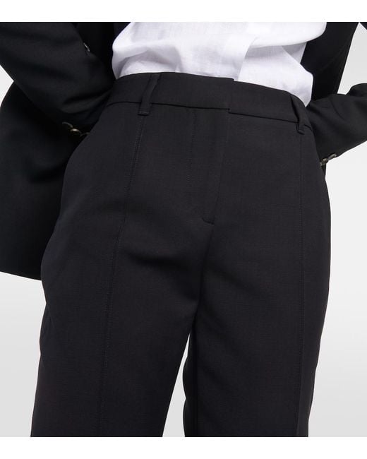 Gabriela Hearst Black Francisco High-Rise Straight Wool Pants