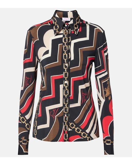 Emilio Pucci Red Istrice Satin Jersey Shirt