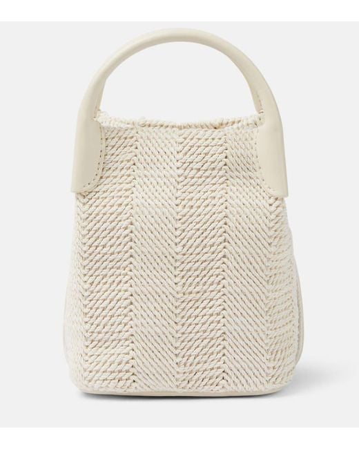 Loro Piana White Bale Micro Leather-Trimmed Bucket Bag
