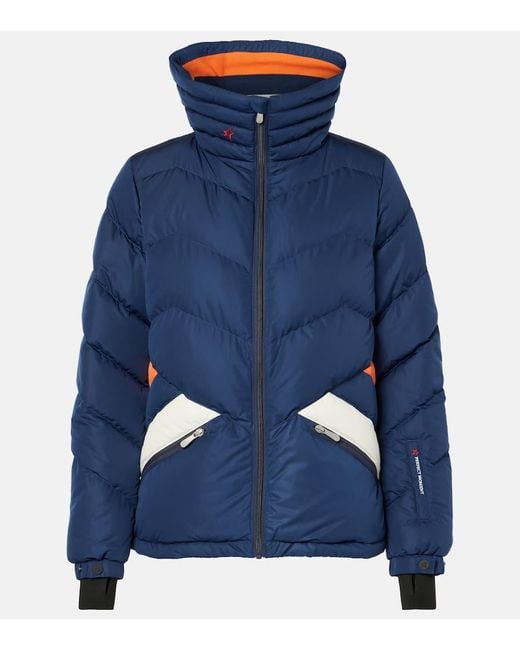 Perfect Moment Blue Duvet Houndstooth Down Ski Jacket