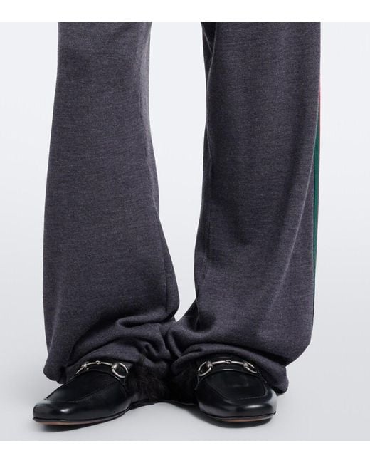 Gucci Gray Wool-Blend Wide-Leg Pants