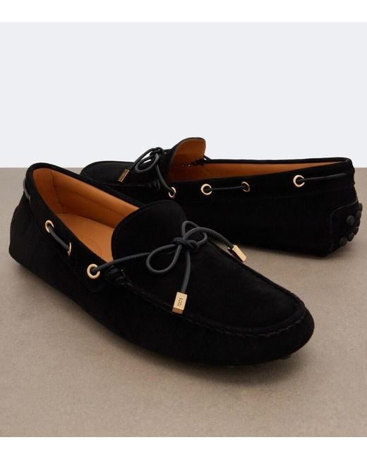Tod's Black Suede Boat Shoes