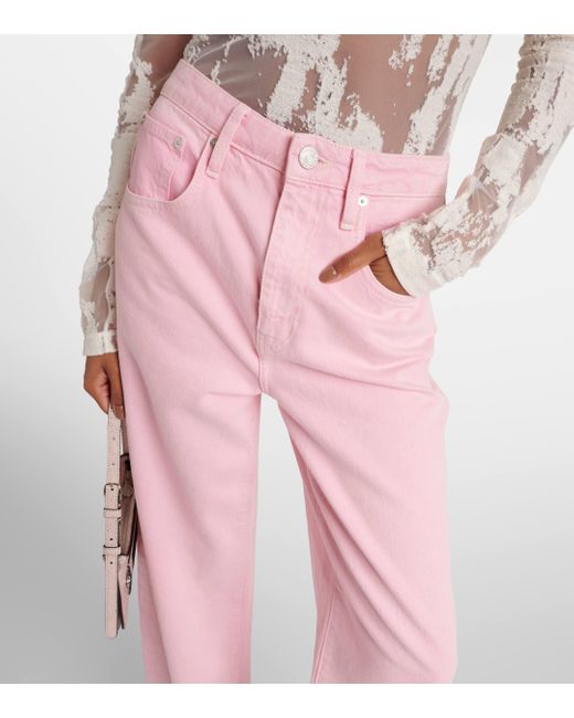 FRAME Pink High-rise Barrel-leg Jeans