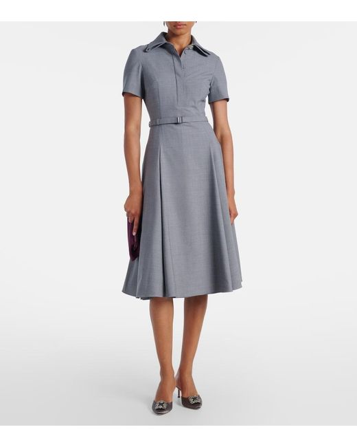 Emilia Wickstead Gray Iwona Belted Midi Dress