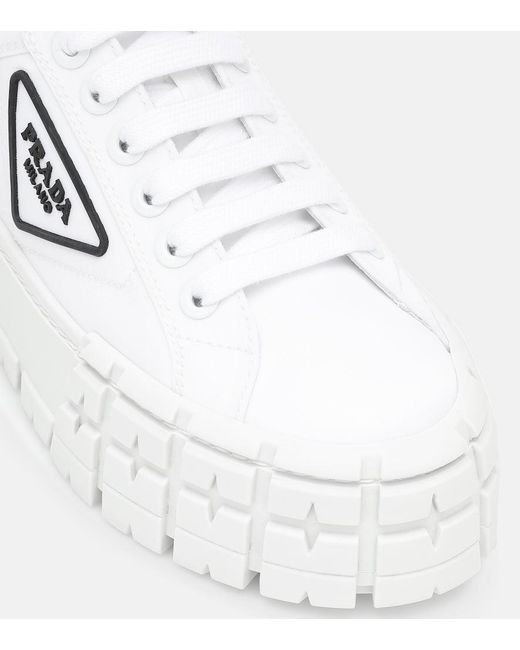 Prada White Sneakers Wheel aus Gabardine