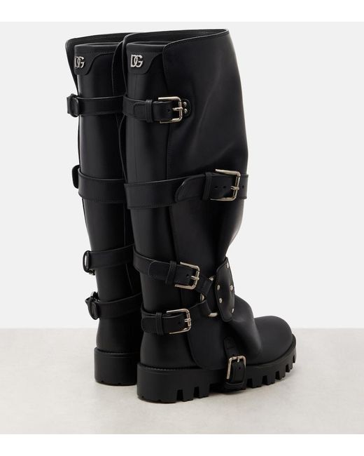 Dolce & Gabbana Black Leather Biker Boots