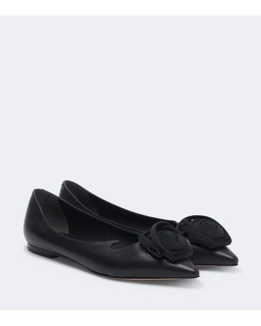 Roger Vivier Black I Love Vivier Leather Ballet Flats