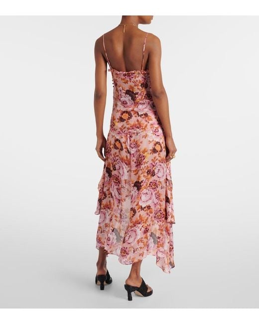 Chloé Red Ruched Floral Silk Camisole