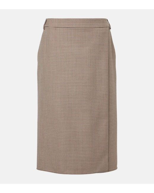 Stella McCartney Brown Houndstooth Wool Pencil Skirt