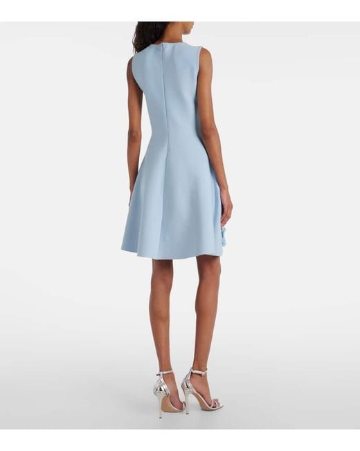 Vestido Corto Con Aplique Floral Y Lentejuelas Oscar de la Renta de color Blue