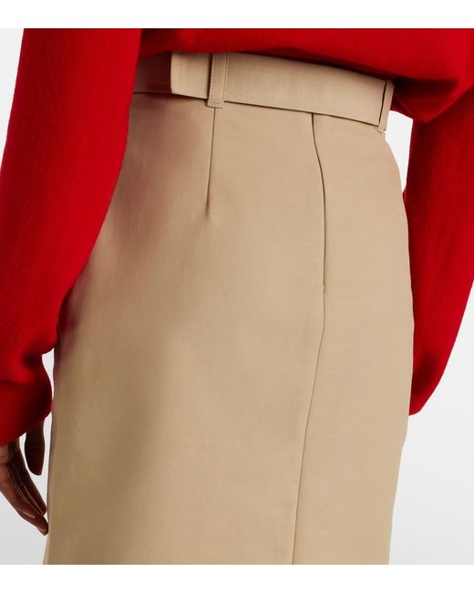 Moncler Natural Belted Cotton Pencil Skirt