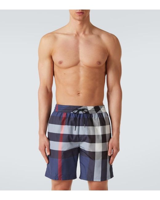 Burberry Blue Check Swim Shorts for men