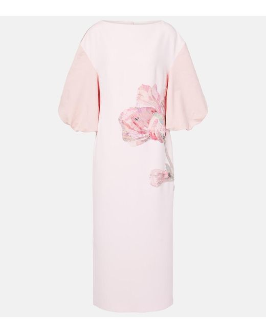 Safiyaa Pink Embroidered Midi Dress