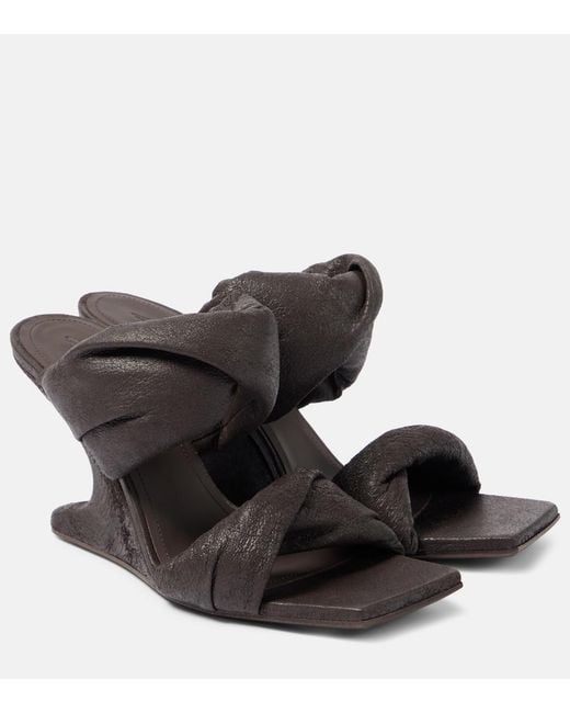 Rick Owens Black Twisted Cantilever 80 Leather Mules