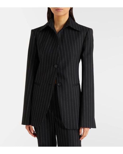 Blazer Rive De Gabardina En Mezcla De Lana A Rayas Sportmax de color Black