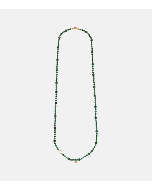 Totême White Inifinity Beaded Necklace With Jade