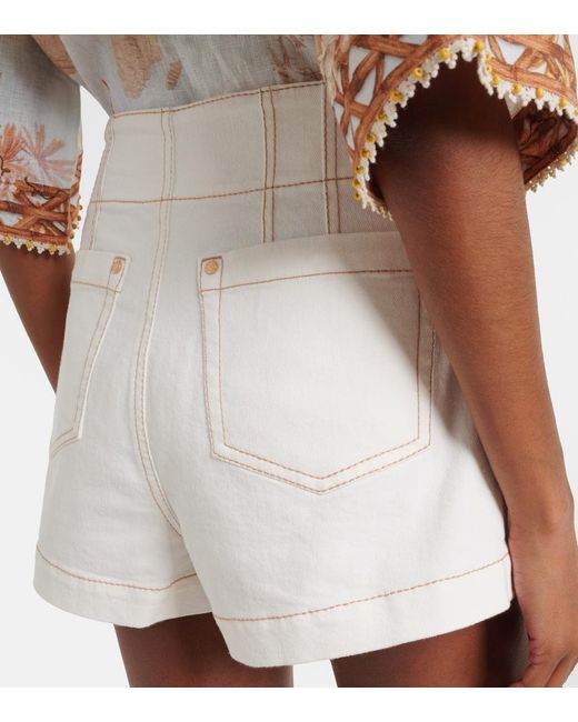 Zimmermann White Roselight Denim Shorts