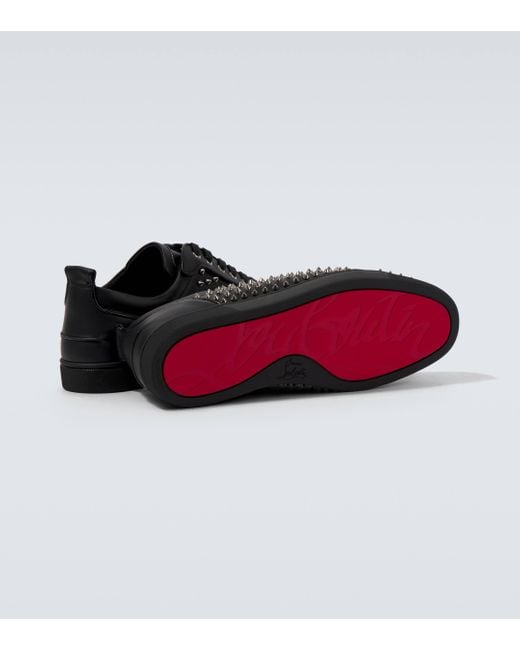 Christian Louboutin Black Louis Spikes Junior Leather Sneakers for men