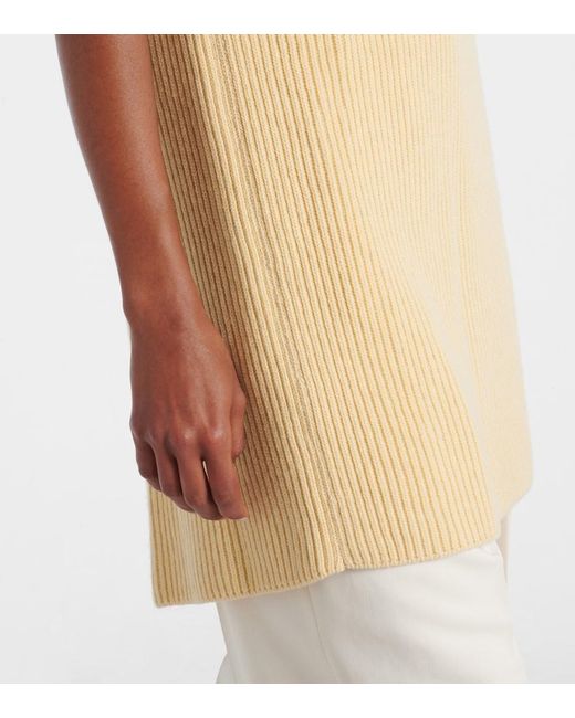 Jil Sander Natural Oversized Ribbed-Knit Wool Vest