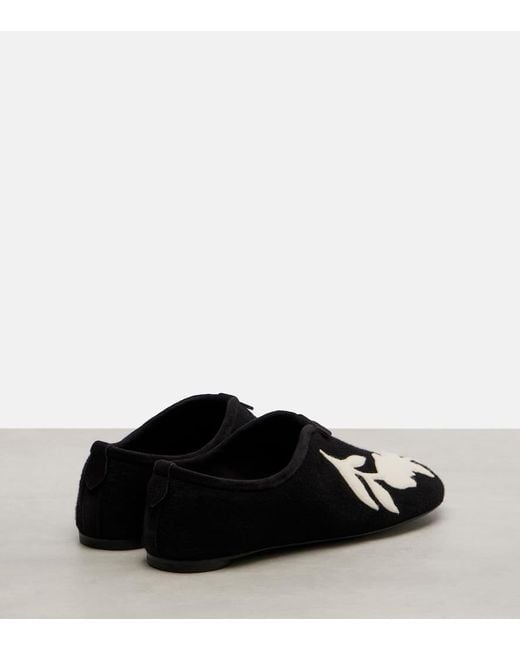 Loro Piana Black Bestickte Slip-Ons Floaty