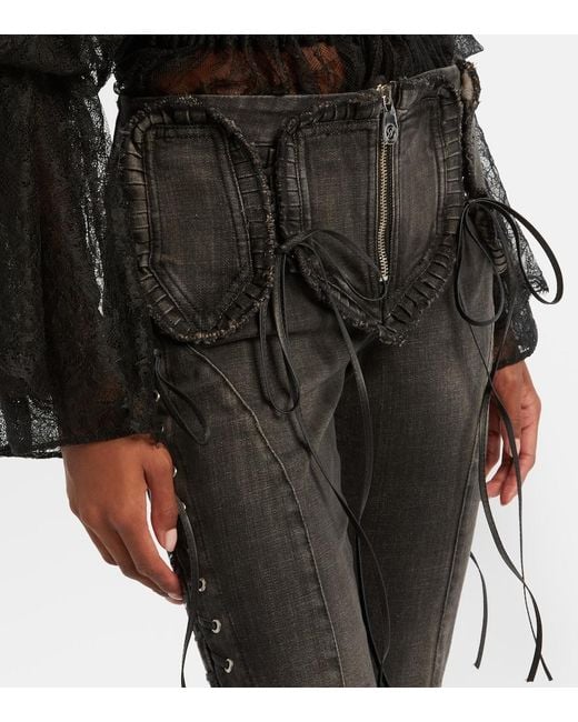 Blumarine Black Low-Rise Slim-Fit Flared Jeans
